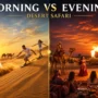 Morning and evening desert safari in Dubai sand dunes